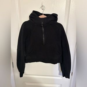 🖤 Black cropped 1/2 zip lululemon Scuba with hood M/L